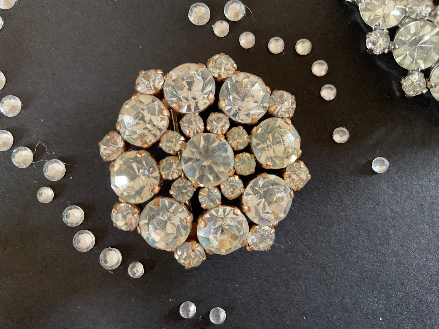 Circular diamanté brooch